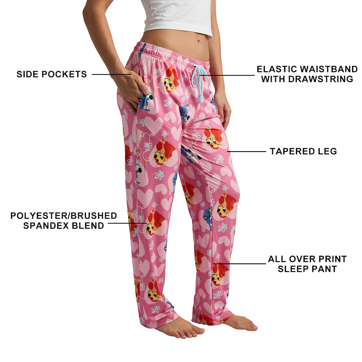 Disney's The Lady and the Tramp All-Over Print Women's Sleep Pajama Pants