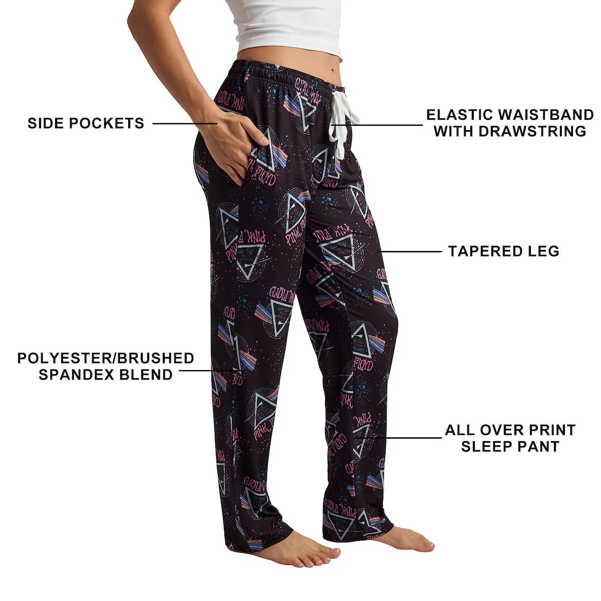 Pink Floyd The Dark Side Of The Moon All-Over Print Women's Sleep Pajama Pants