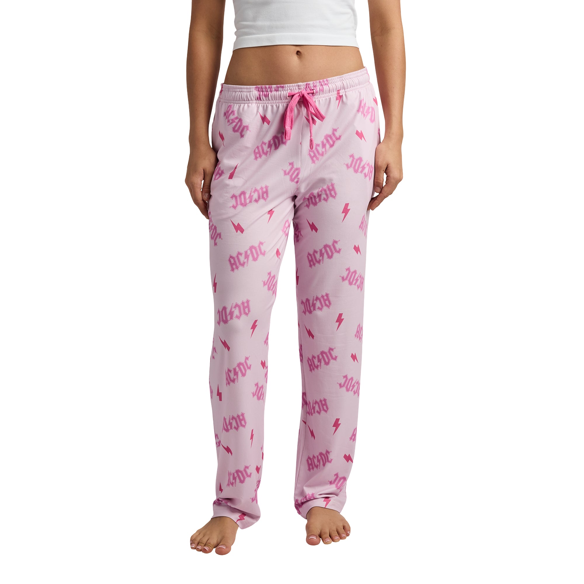 AC/DC Pink All-Over Print Women's Sleep Pajama Pants