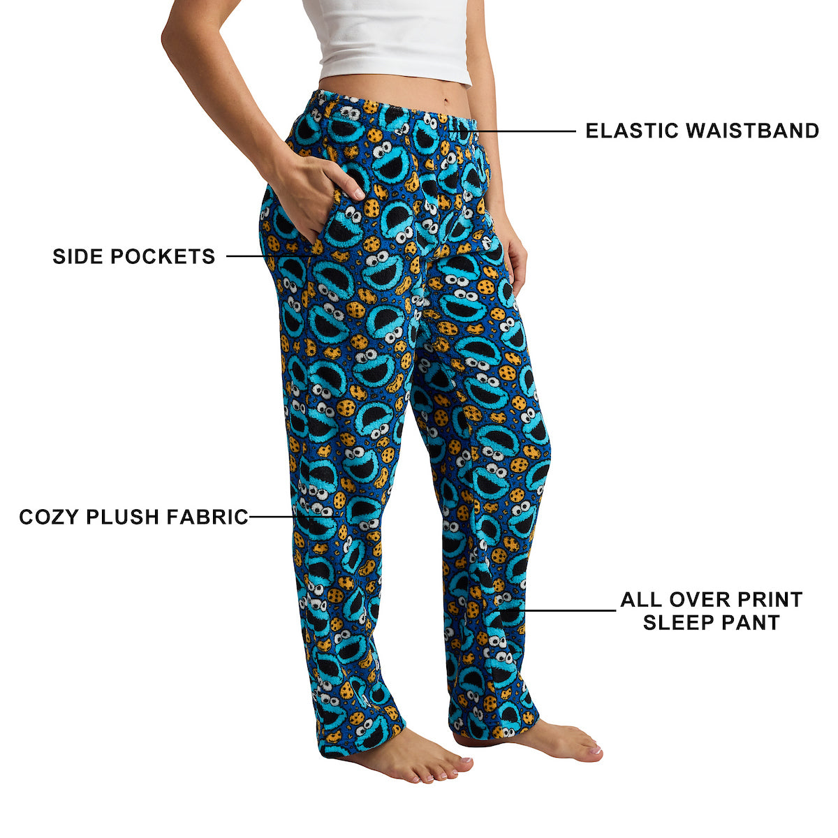Sesame Street Cookie Monster All-Over Print Women's Sleep Pajama Pants