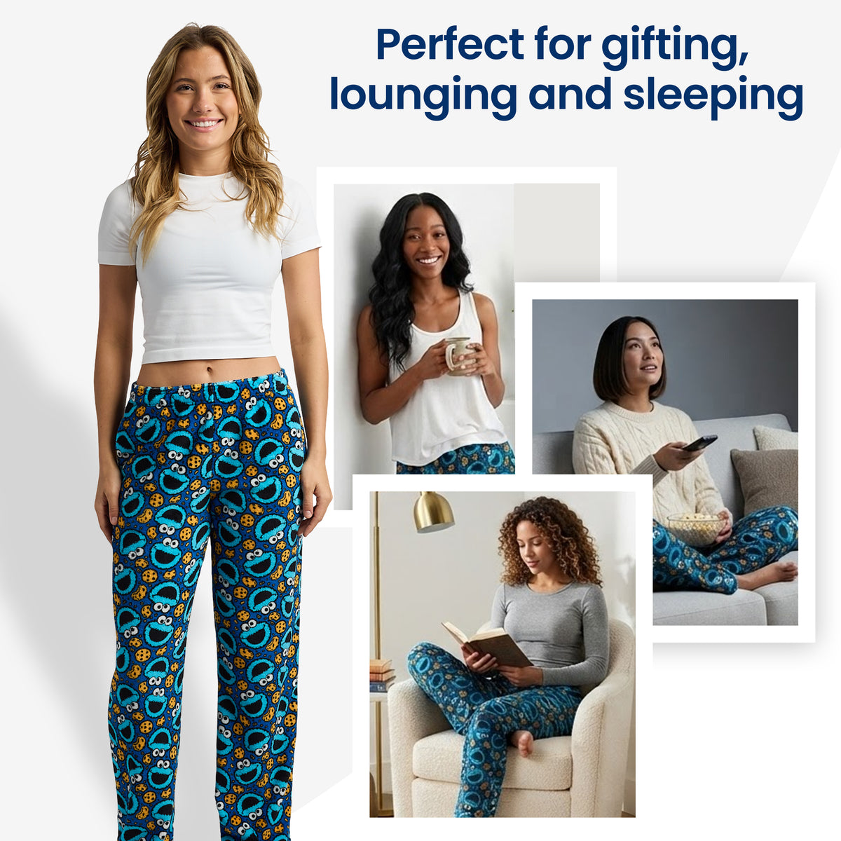 Sesame Street Cookie Monster All-Over Print Women's Sleep Pajama Pants