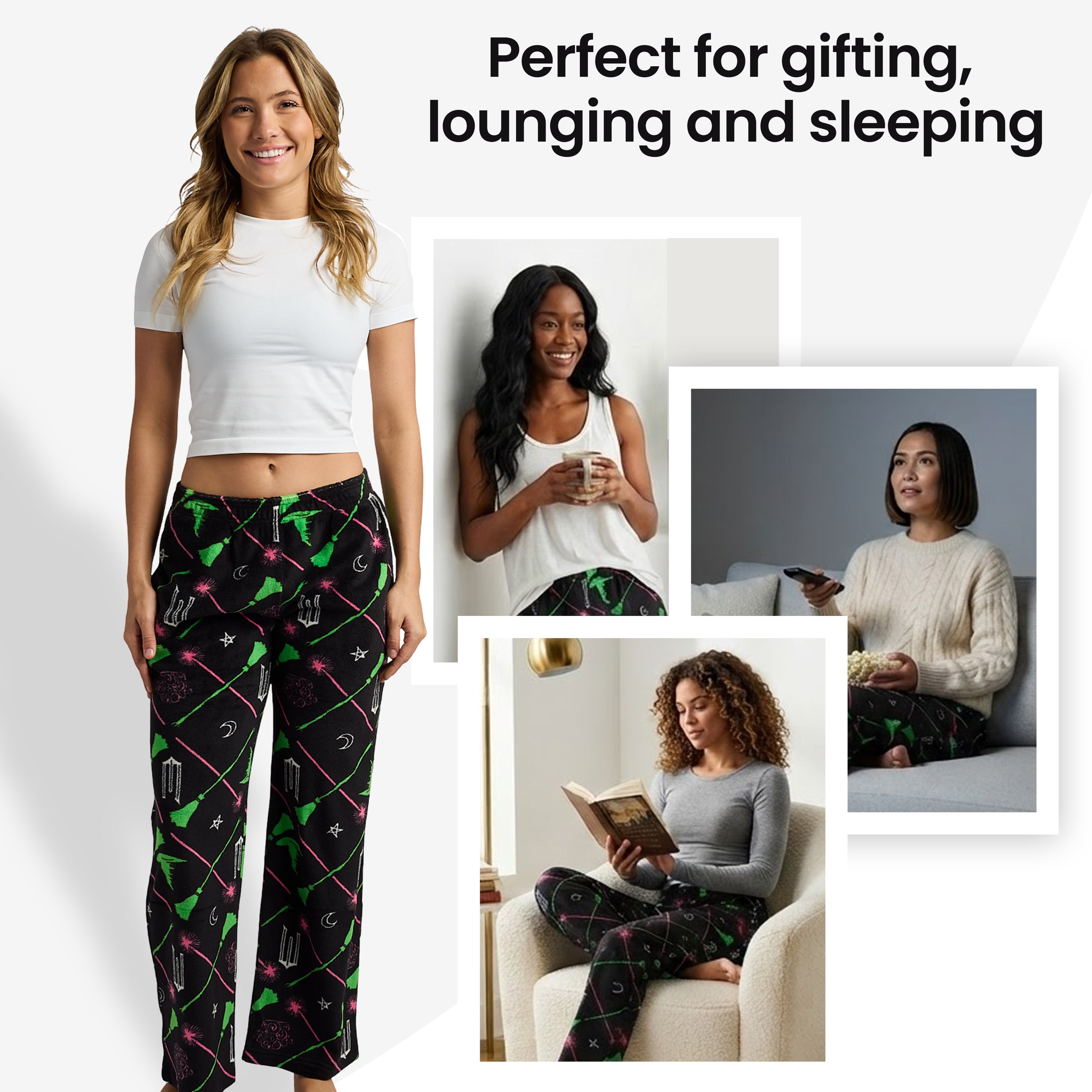 Wicked: Part I Elphaba and Glinda All-Over Print Women's Sleep Pajama Pants