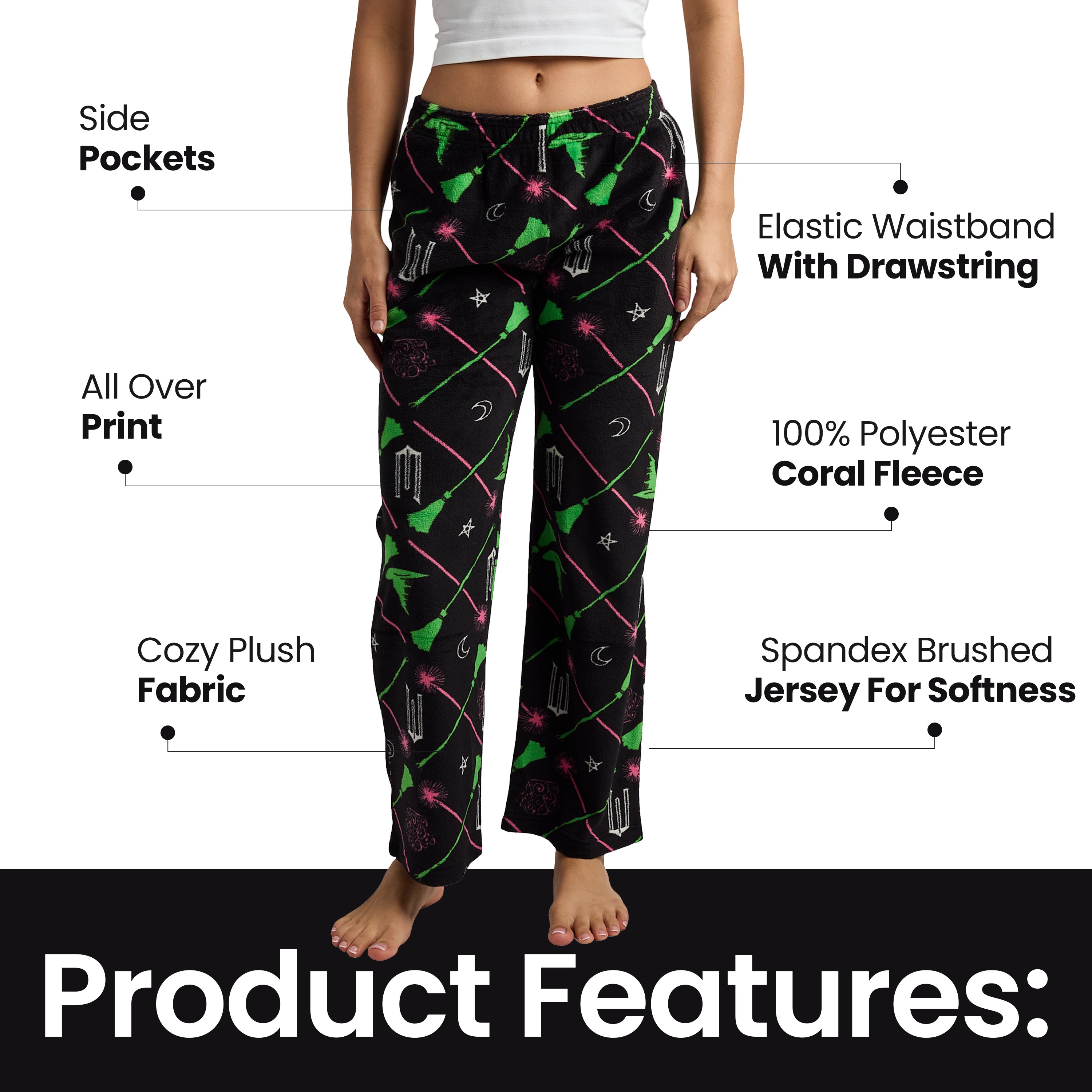 Wicked: Part I Elphaba and Glinda All-Over Print Women's Sleep Pajama Pants