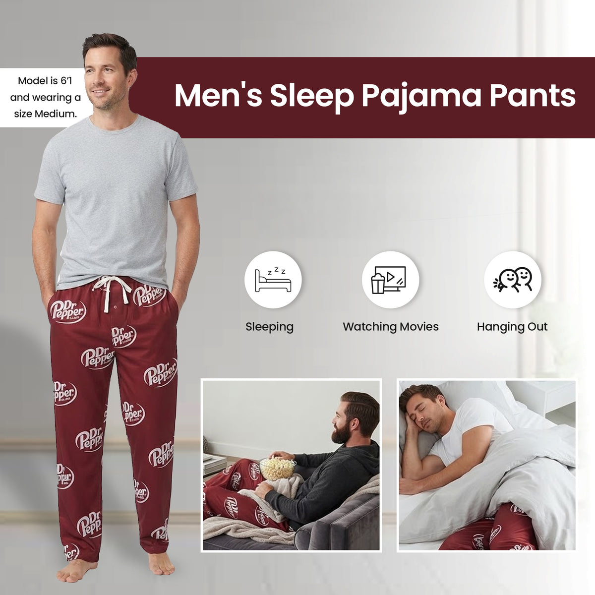 Dr Pepper Classic Logo All-Over Print Women's Sleep Pajama Pants