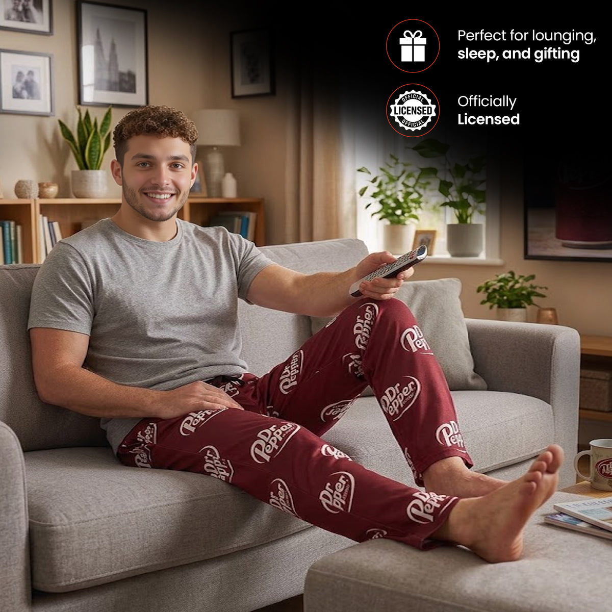 Dr Pepper Classic Logo All-Over Print Women's Sleep Pajama Pants