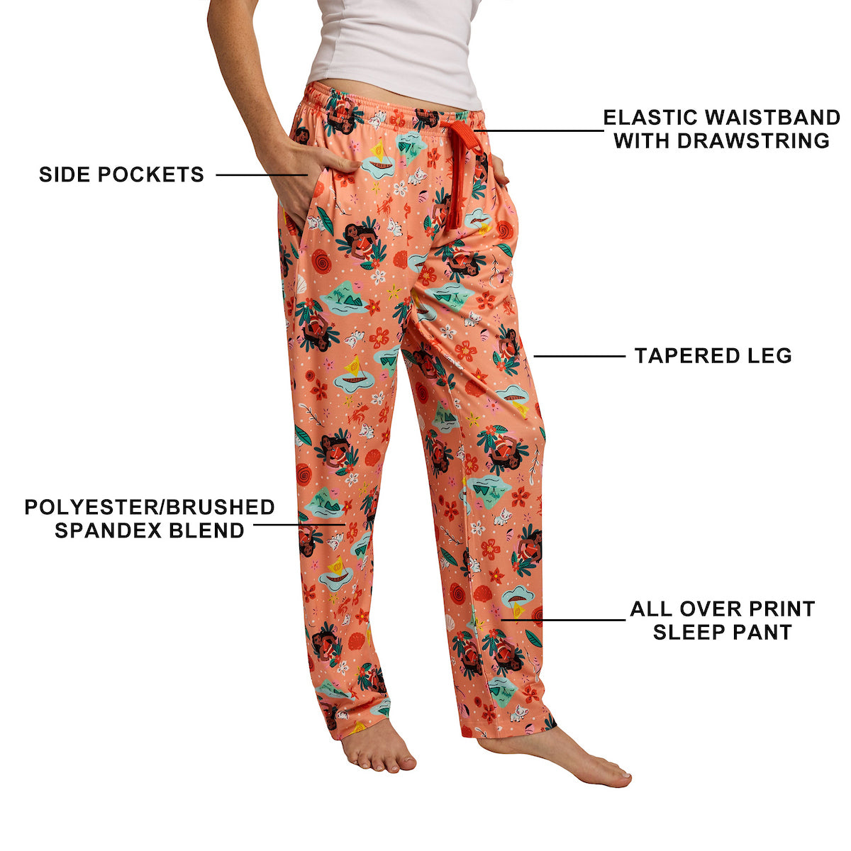 Disney Moana Favorite Characters All-Over Print Women’s Sleep Pajama Pants