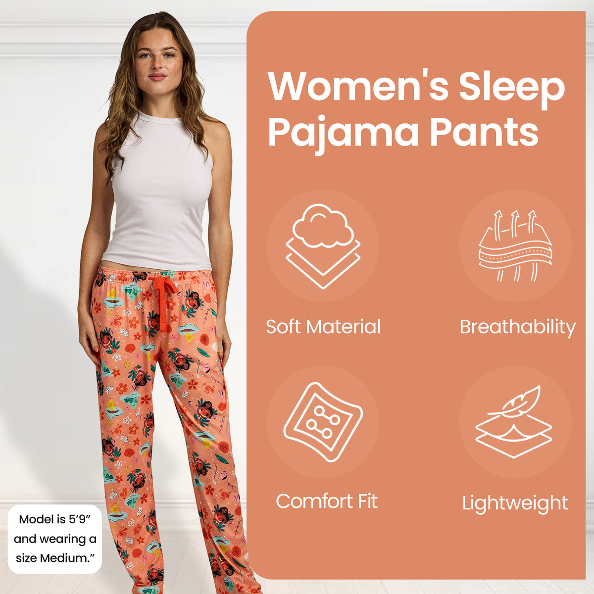 Disney Moana Favorite Characters All-Over Print Women's Sleep Pajama Pants