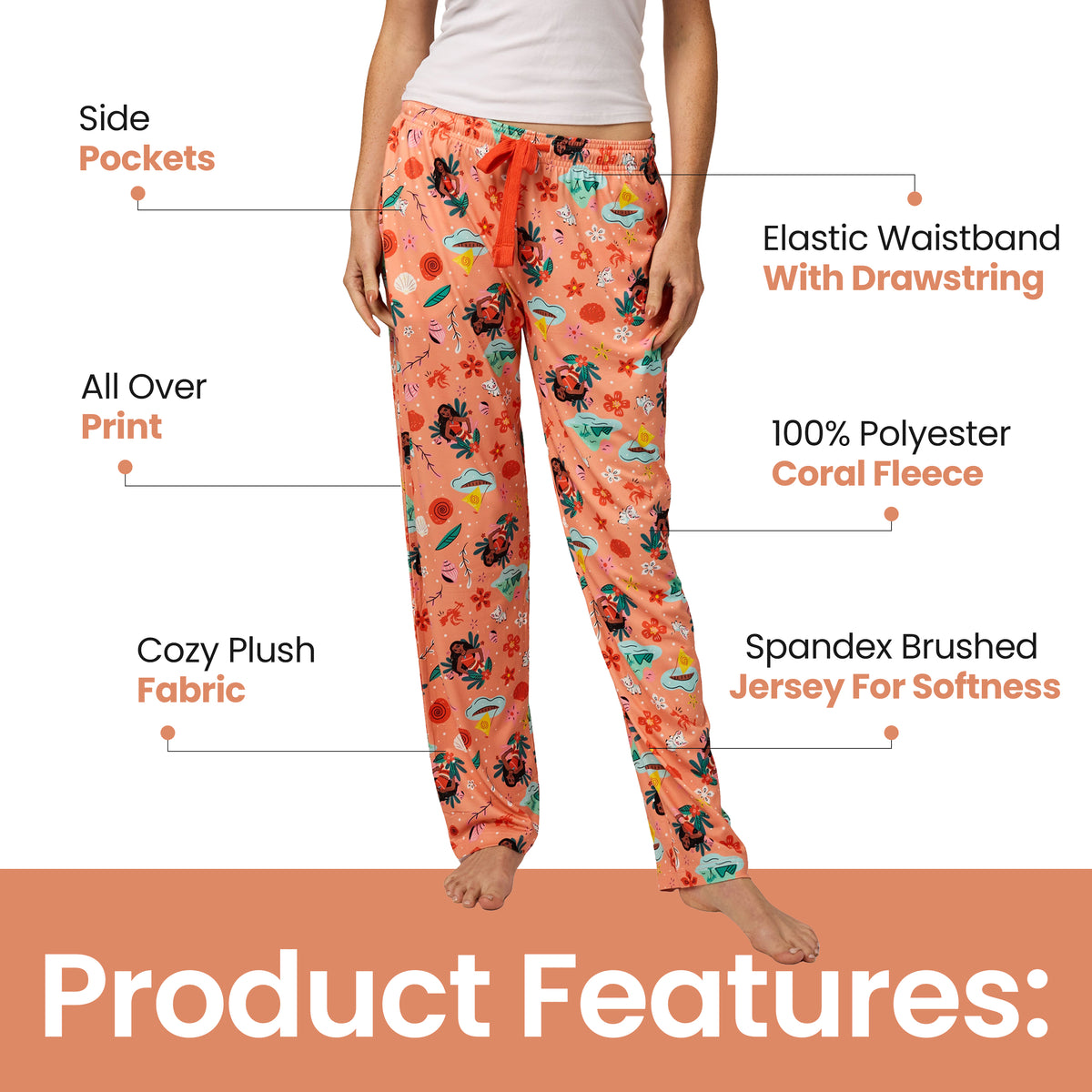 Disney Moana Favorite Characters All-Over Print Women's Sleep Pajama Pants