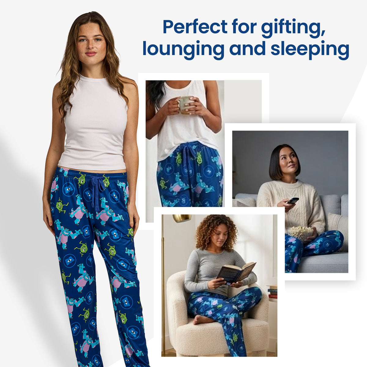 Monsters Inc. Sully and Mike Wazowski All-Over Print Women's Sleep Pajama Pants