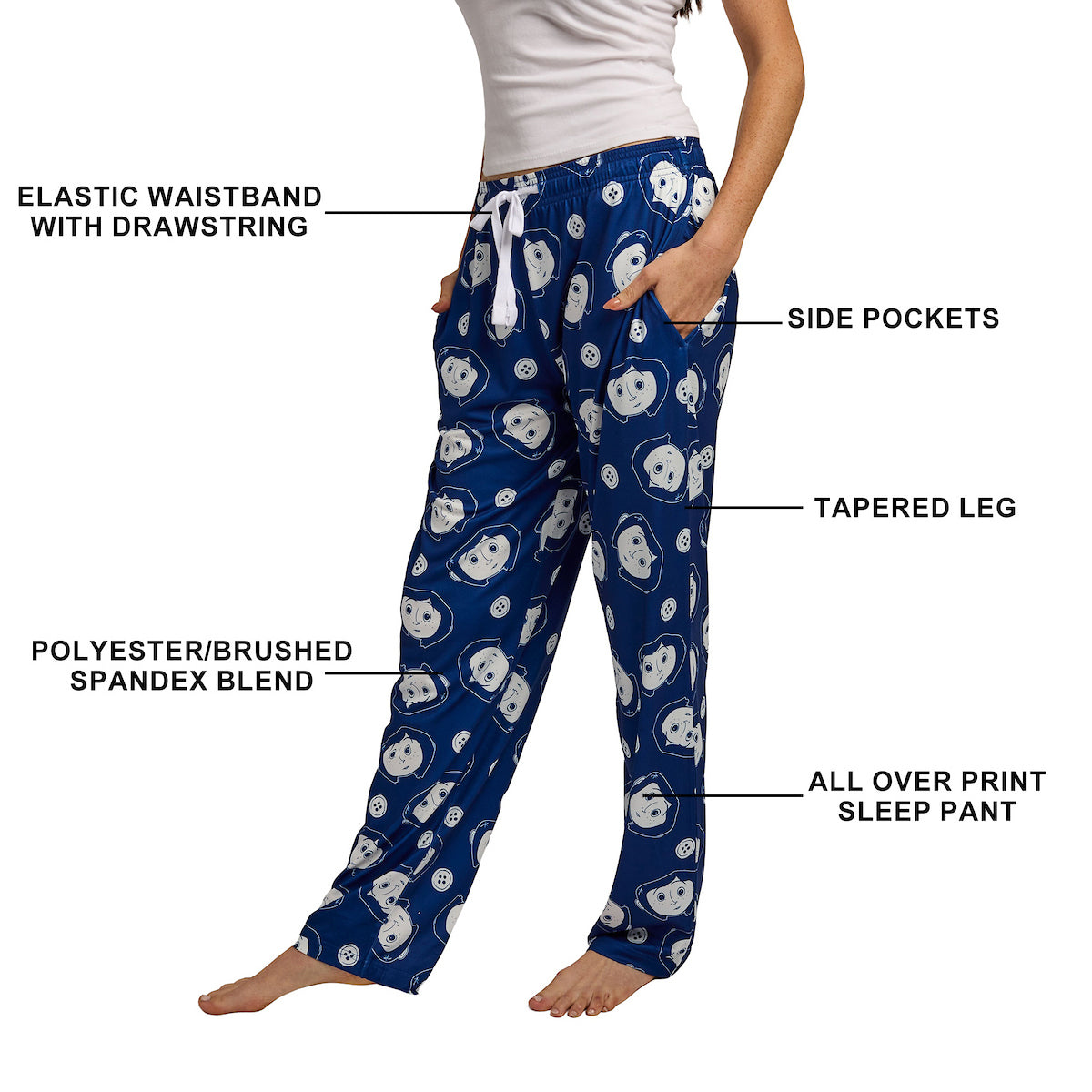 Coraline Character All-Over Print Women’s Sleep Pajama Pants