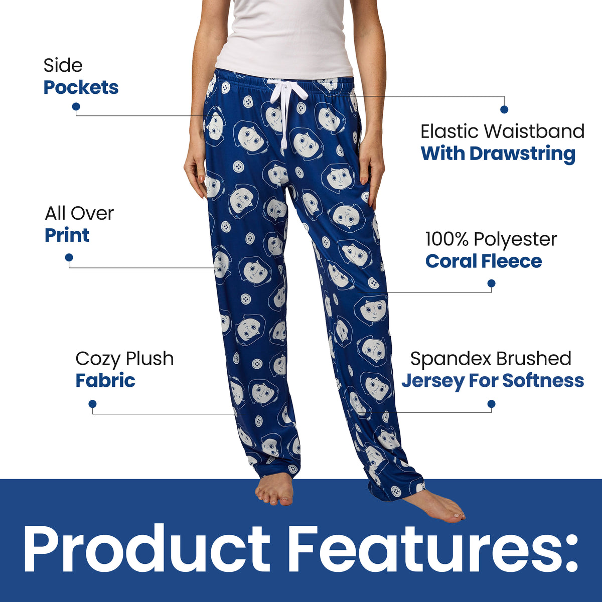 Coraline Character All-Over Print Women's Sleep Pajama Pants