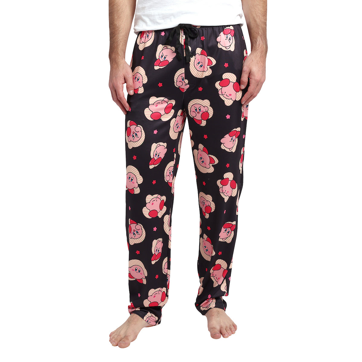Kirby Character Poses and Stars Men's Black Sleep Pajama Pants