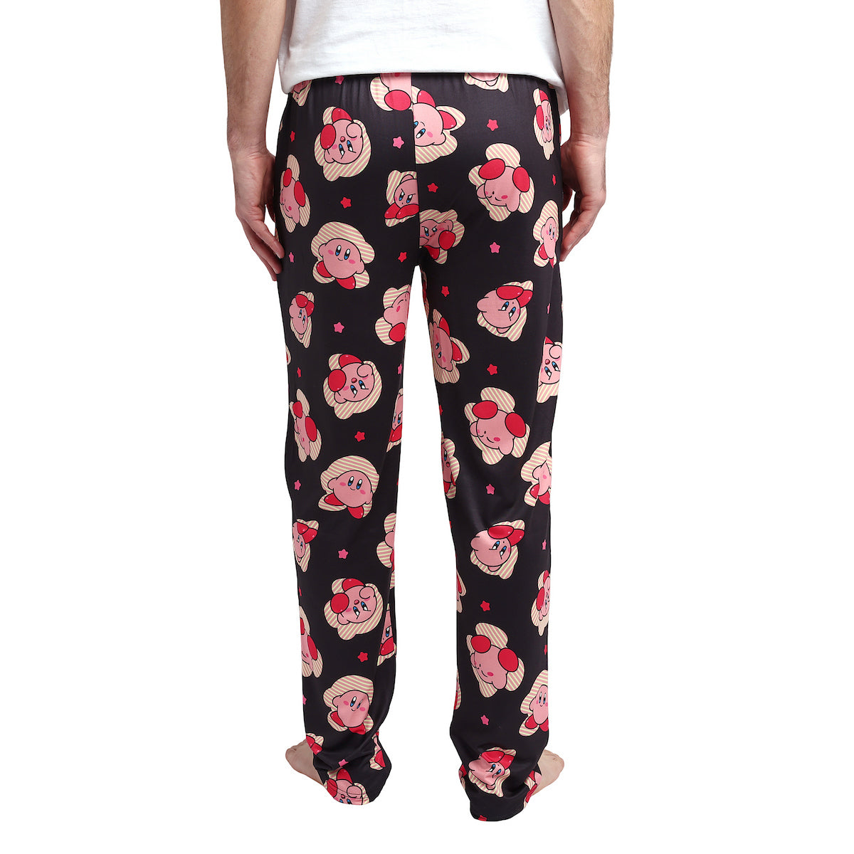 Kirby Character Poses and Stars Men's Black Sleep Pajama Pants