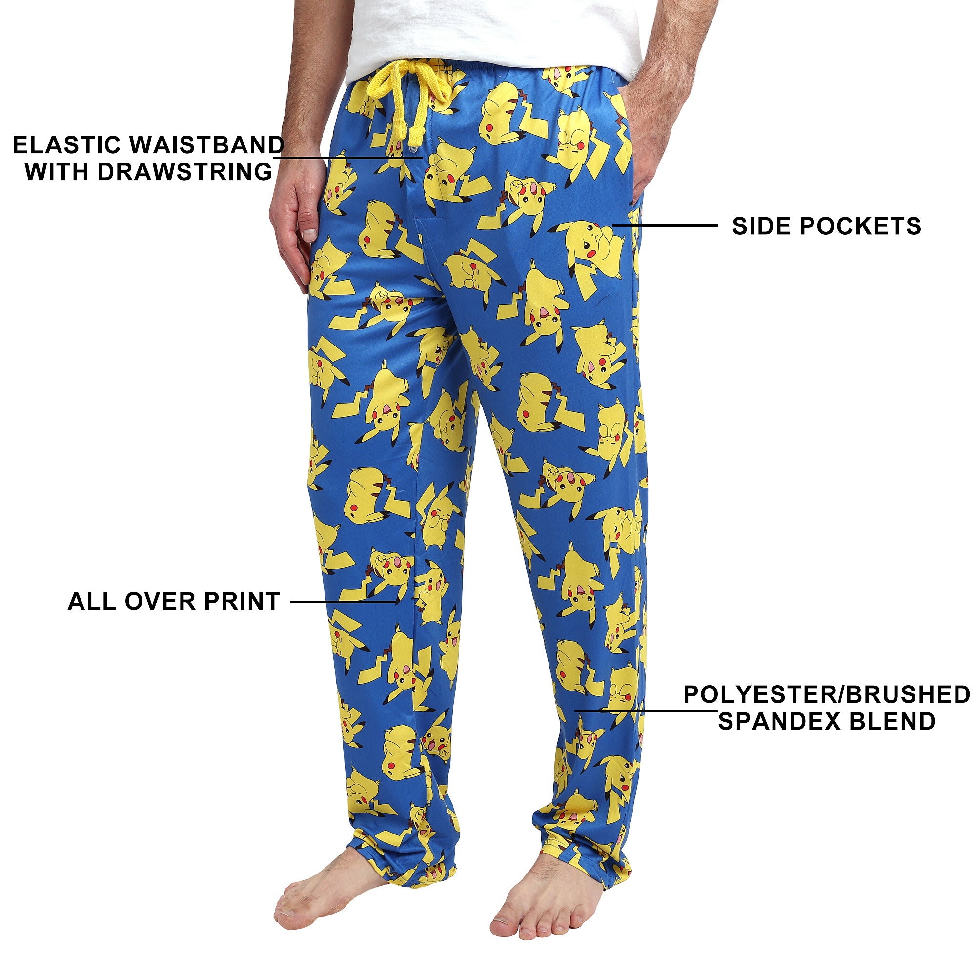 Pokemon Happy Pikachu Men's Blue Sleep Pajama Pants