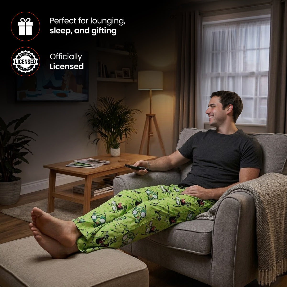 Men's Adult Invader Zim Green Sleep Pants - Irken Invasion Sleepwear