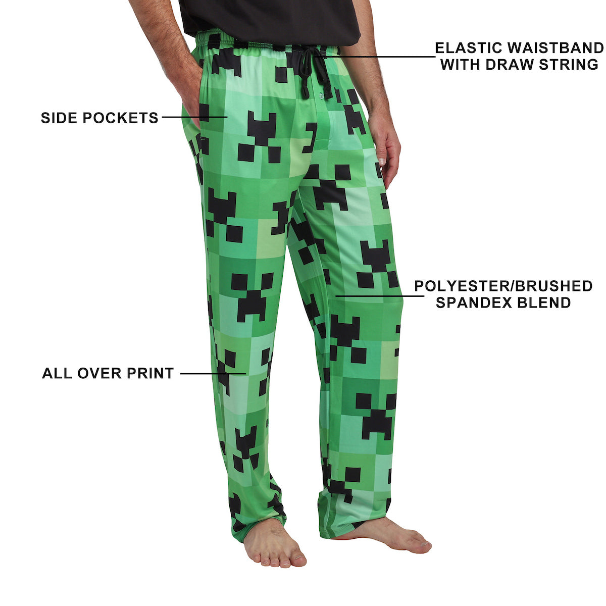 Minecraft Creeper All-Over Print Men's Sleep Pajama Pants