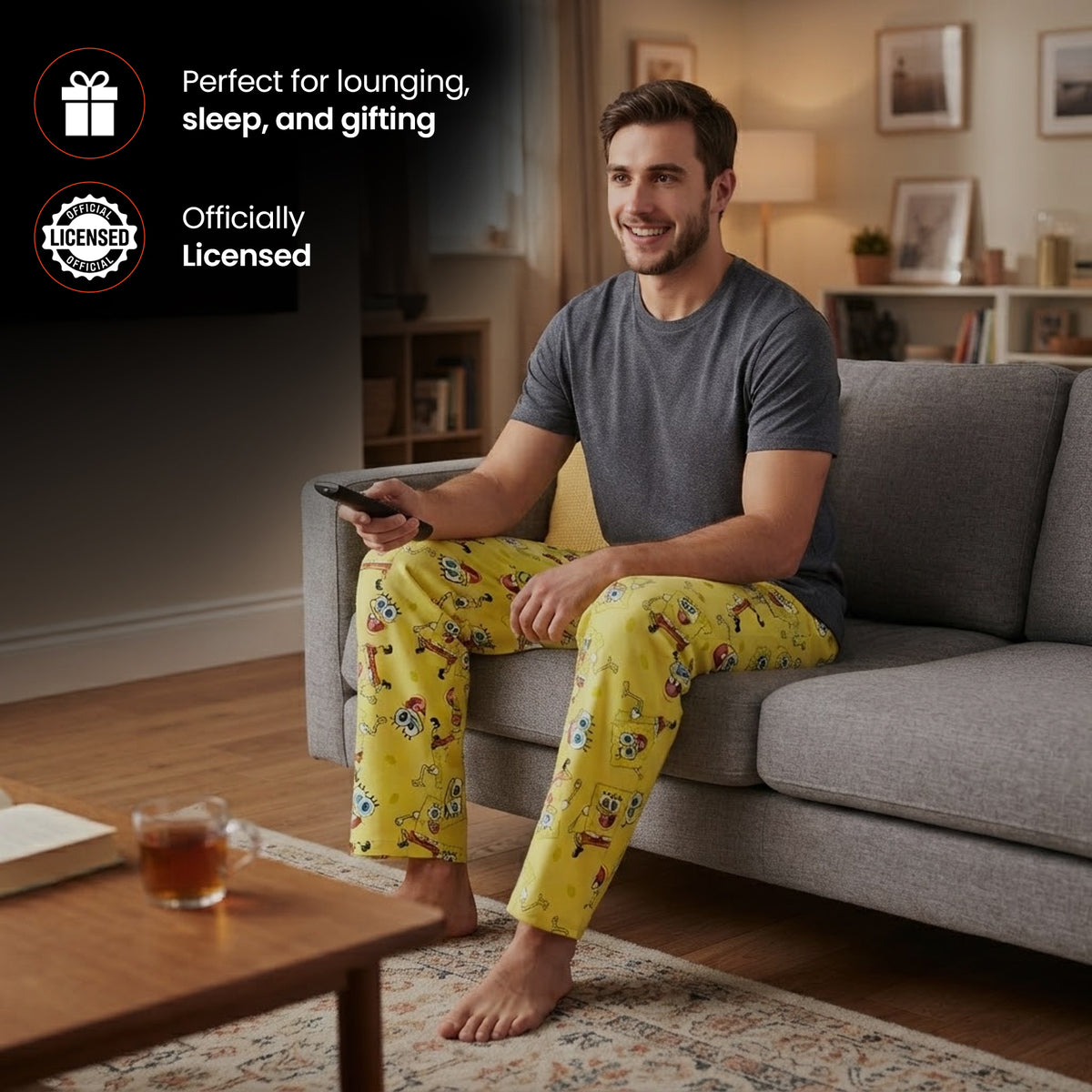 Men's Adult Yellow SpongeBob SquarePants Sleep Pants