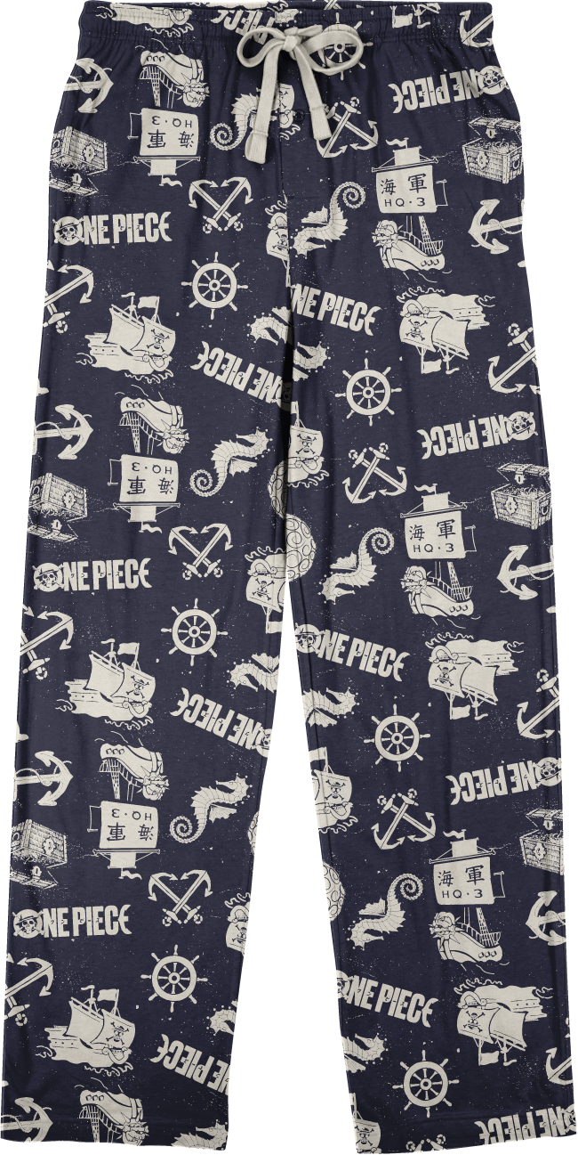 One Piece Live Action Maritime Icons Men's Navy Sleep Pajama Pants