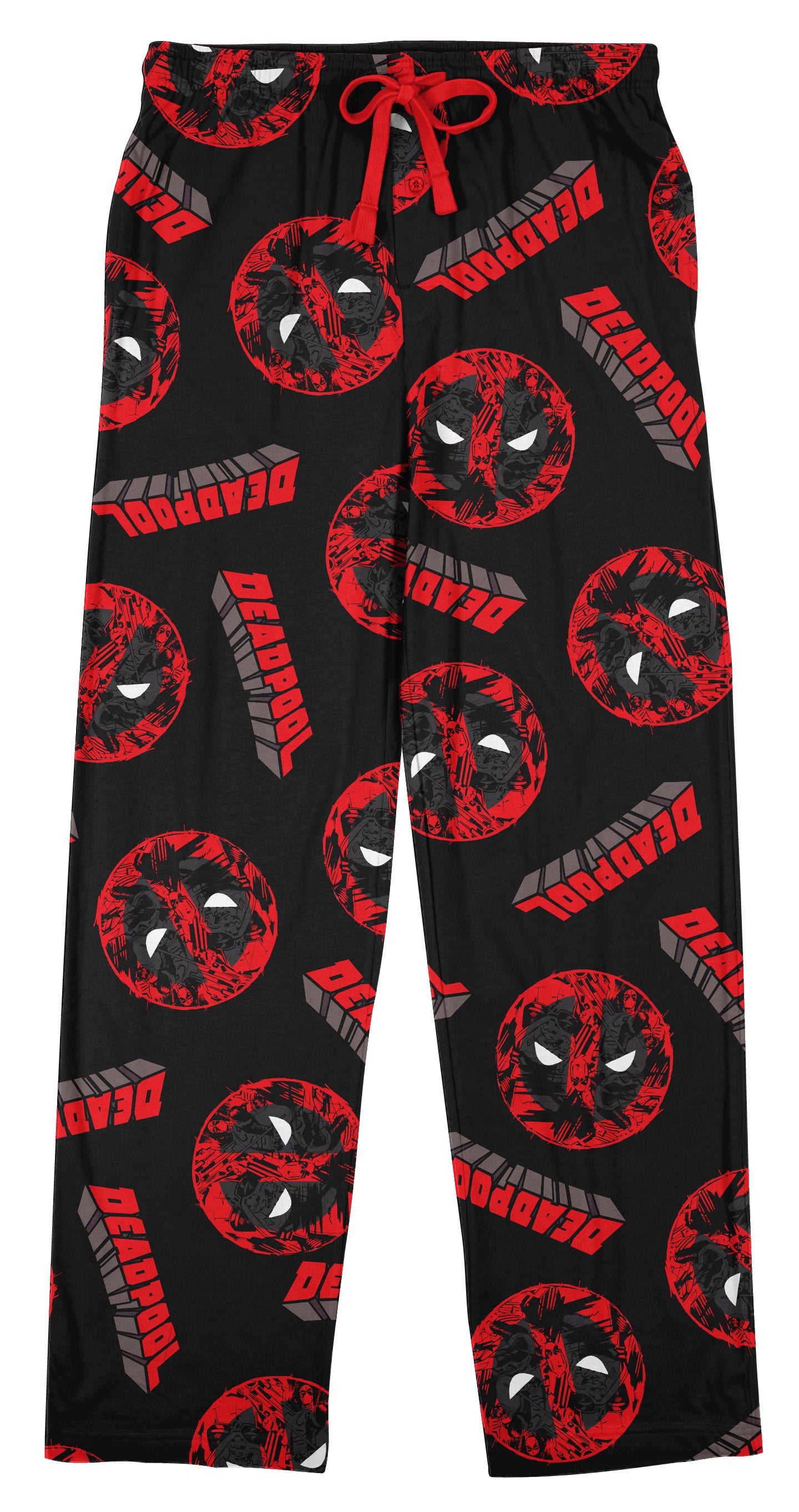 Deadpool Repeat Name & Logo Men's Black Sleep Pajama Pants