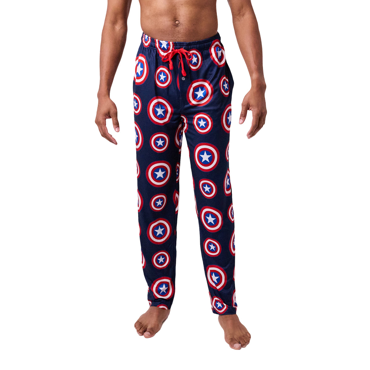 Marvel Captain America Shield Men's Sleep Pants With Tapered Legs And Pockets