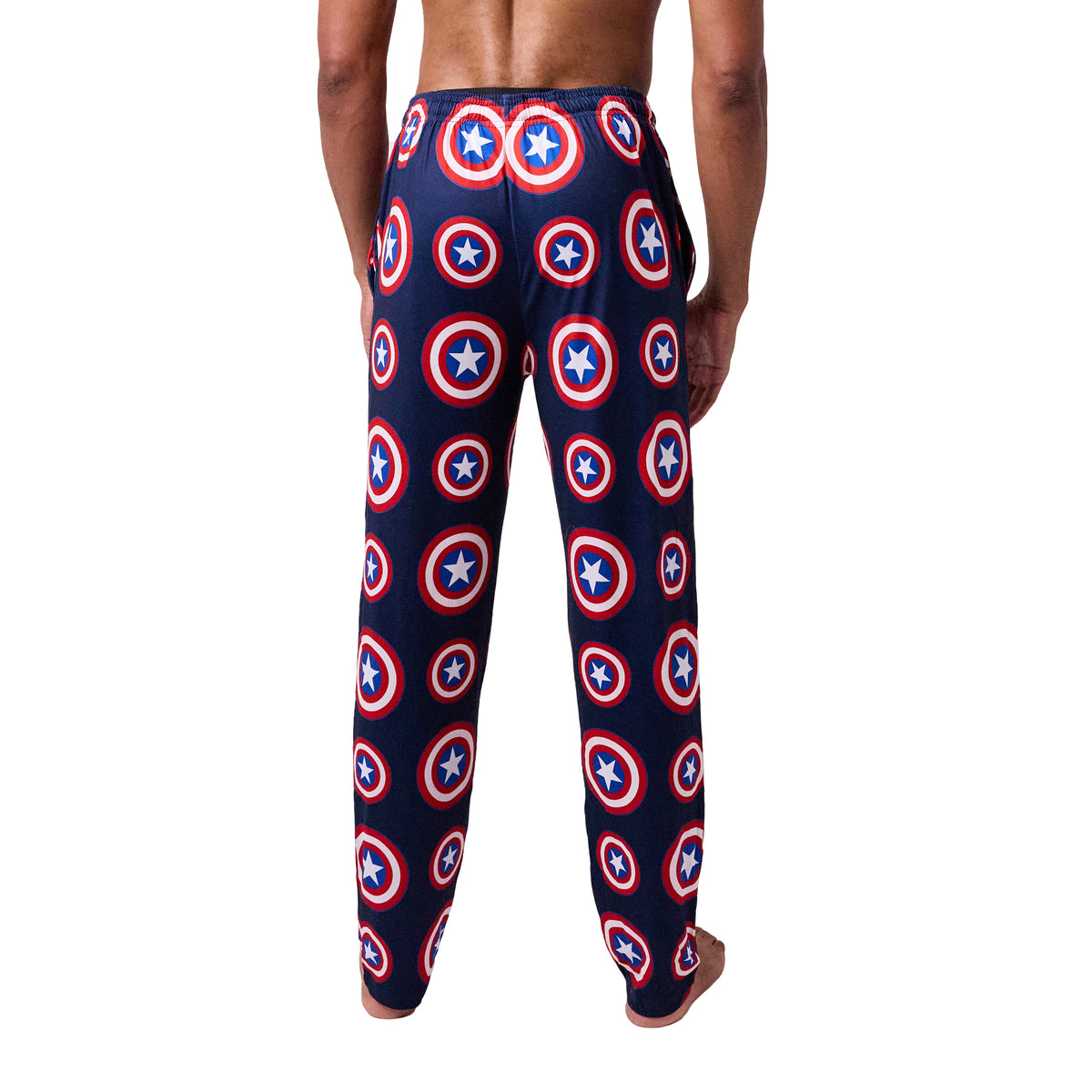 Marvel Captain America Shield Men's Sleep Pants With Tapered Legs And Pockets