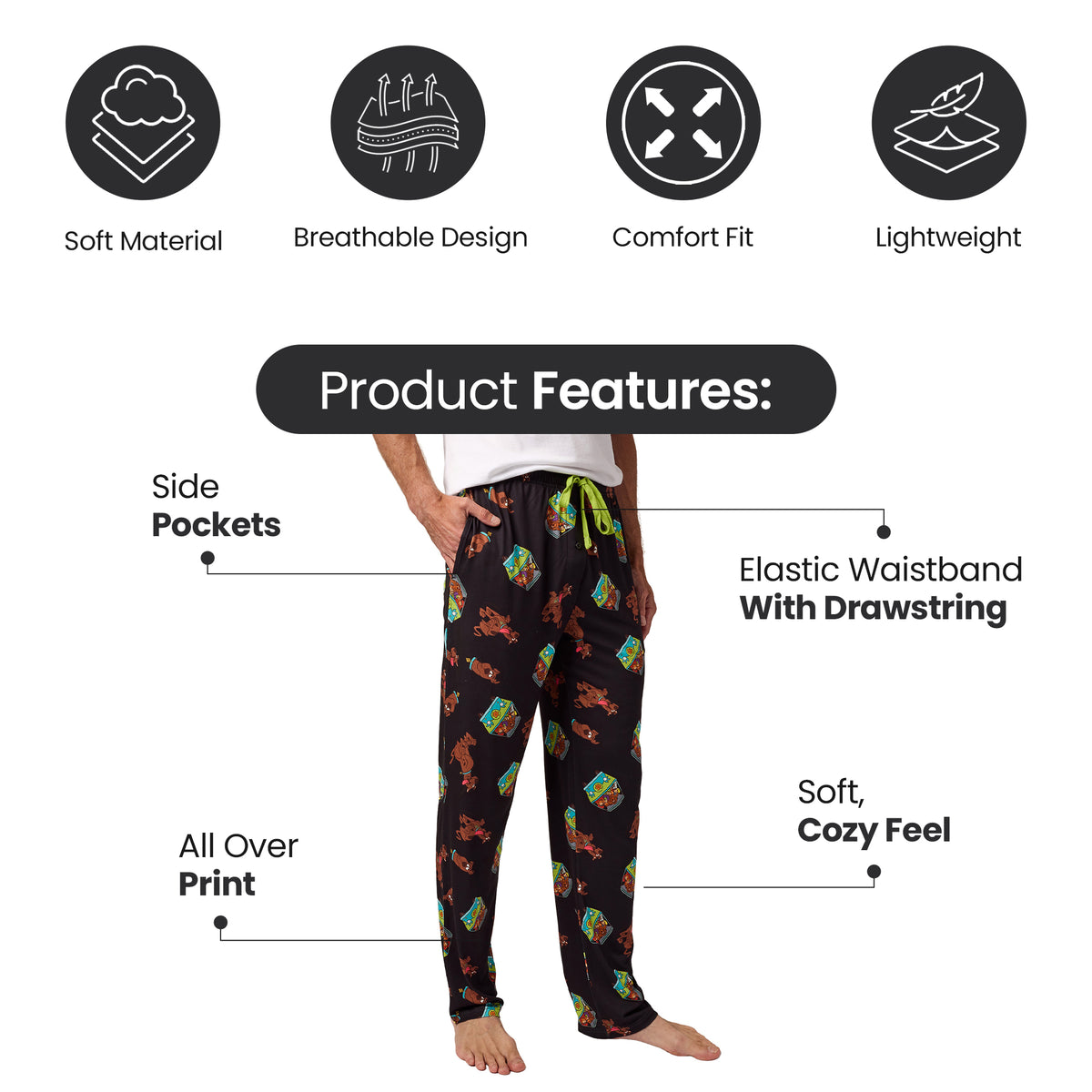 Scooby Doo and The Mystery Machine All-Over Print Men's Sleep Pajama Pants