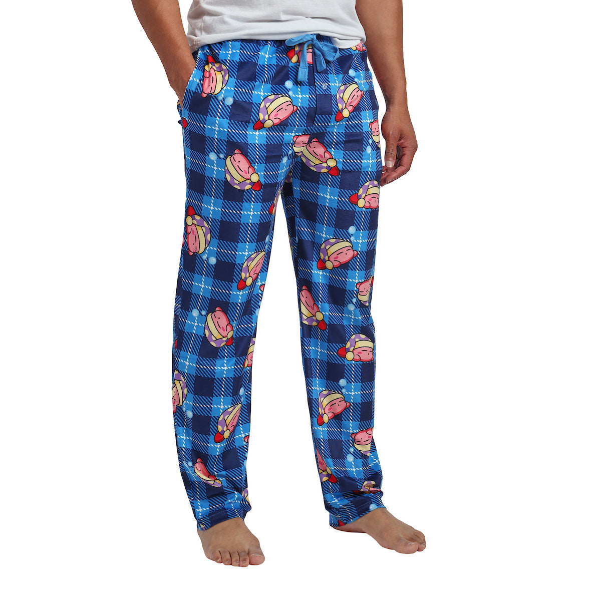 Kirby All-Over Print Men's Lightweight Plush Minkey Fleece Sleep Pajama Pants