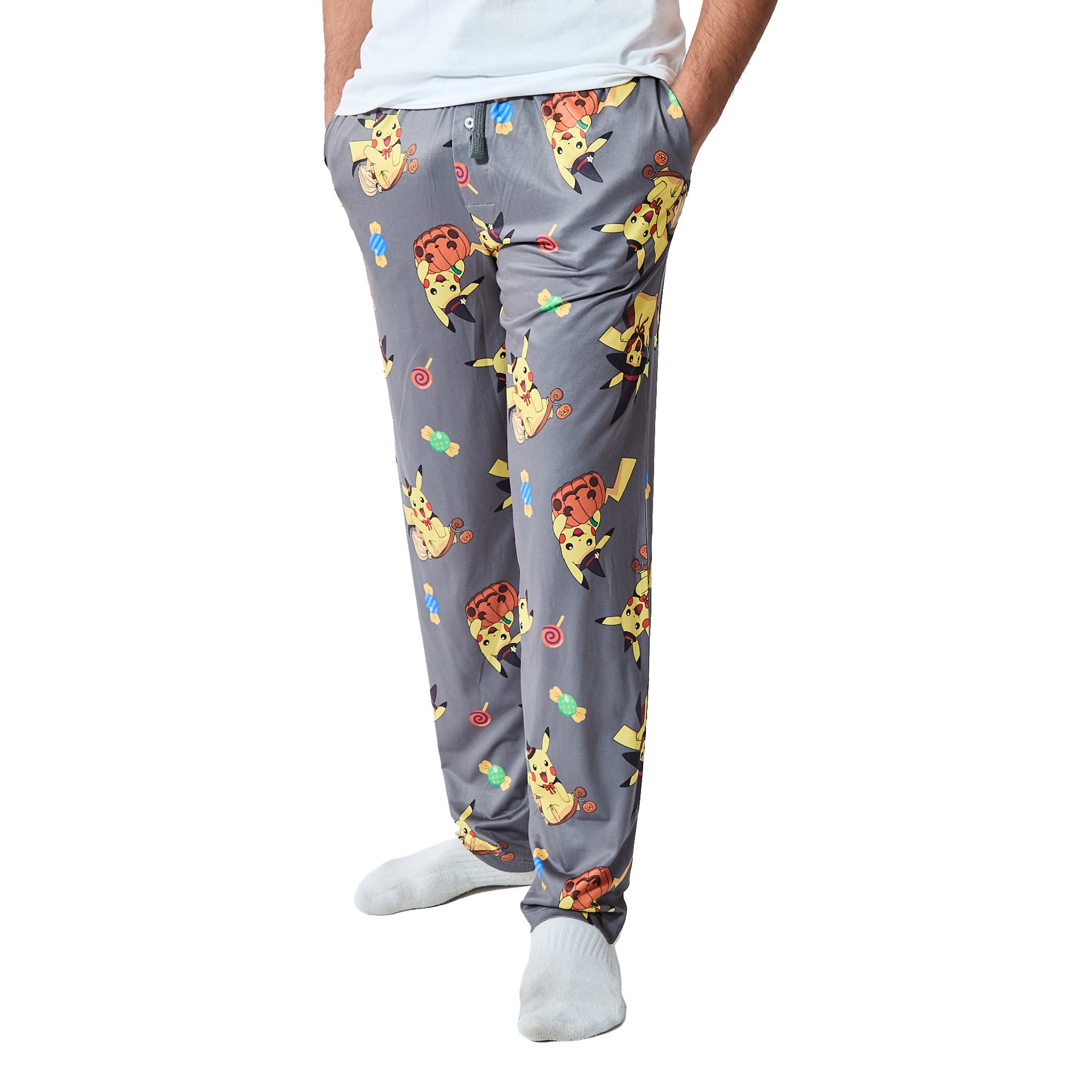 Pokemon Pikachu Costumes Men's Gray Sleep Pajama Pants