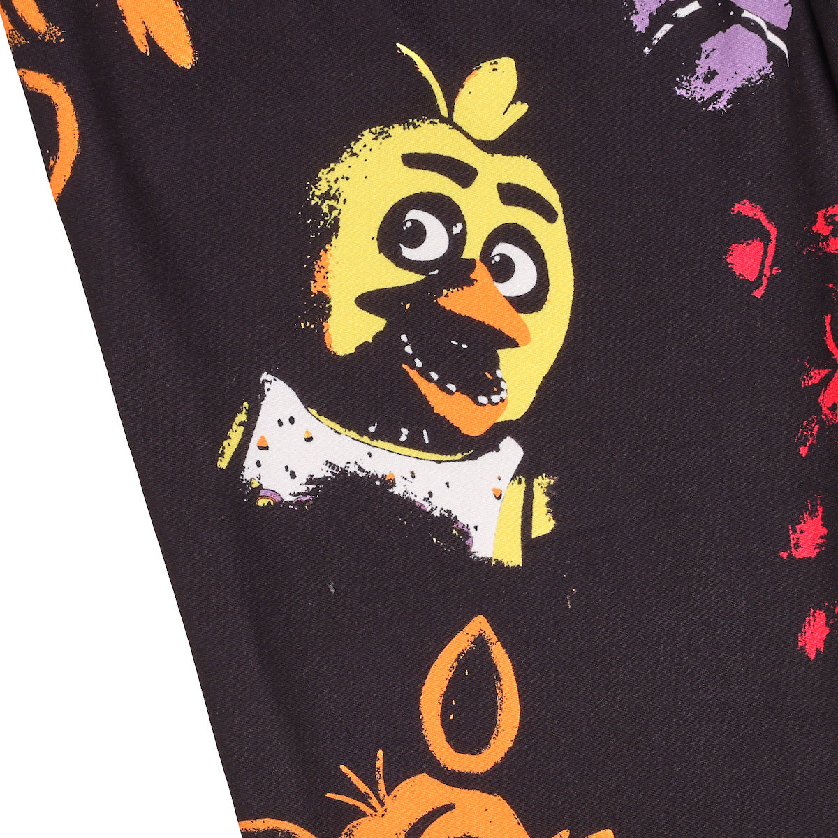 Five Nights At Freddy's Neon Character Heads Men's Black Sleep Pajama Pants