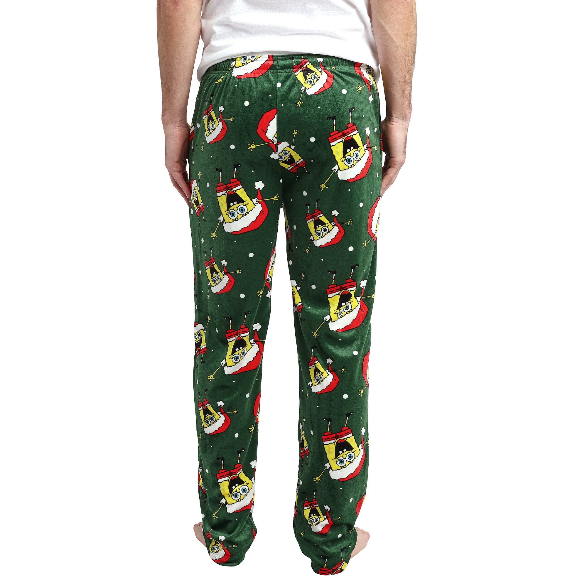 Spongebob Squarepants Santa Spongebob Men's Green Sleep Pajama Pants