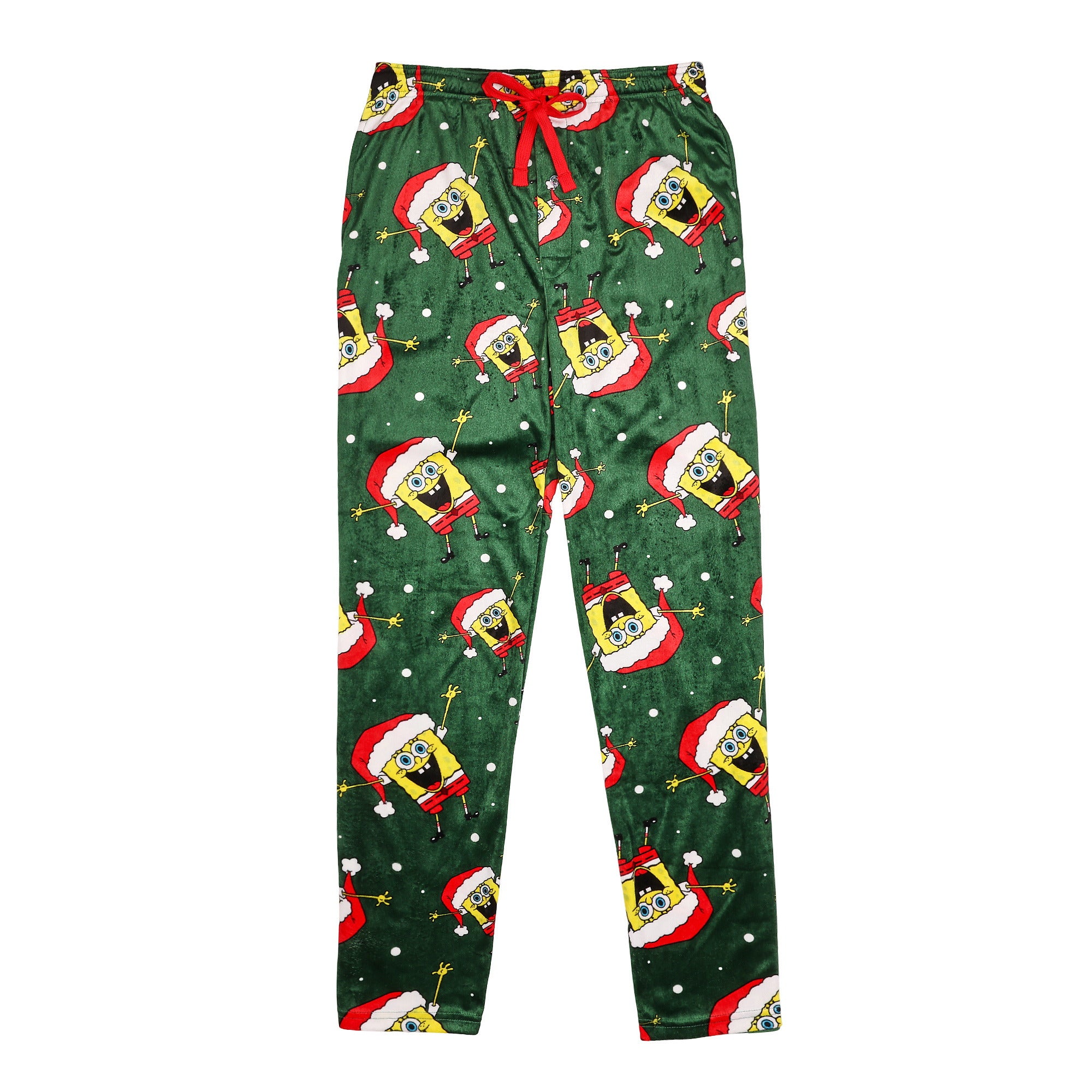 Spongebob Squarepants Santa Spongebob Men's Green Sleep Pajama Pants