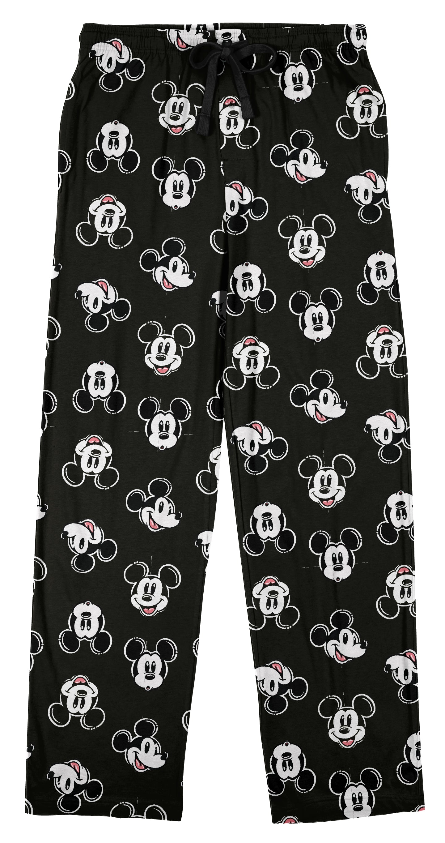 Disney Mickey Mouse Character Heads All-Over Print Men's Black Sleep Pajama Pants
