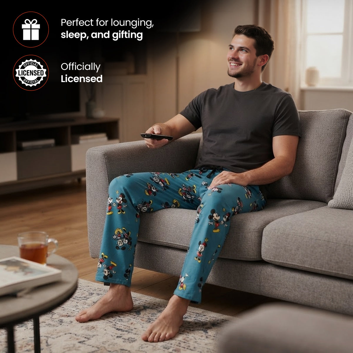 Disney Classic Mickey Mouse Minnie Mouse Men's All-Over Print Sleep Pajama Pants
