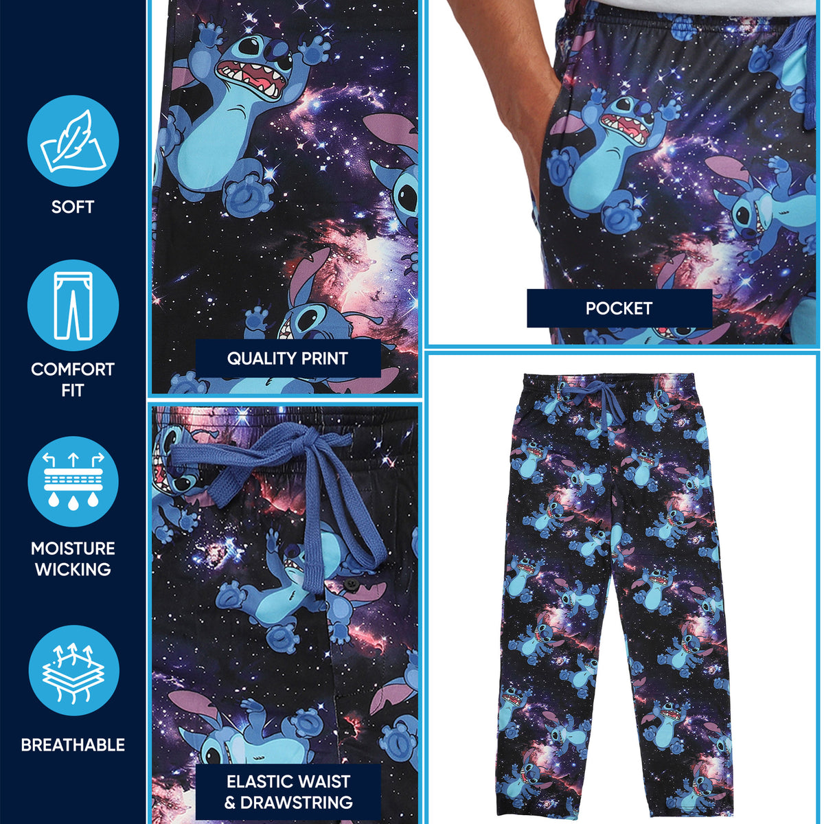Disney's Lilo & Stitch Galactic Stitch All-Over Print Men's Sleep Pajama Pants