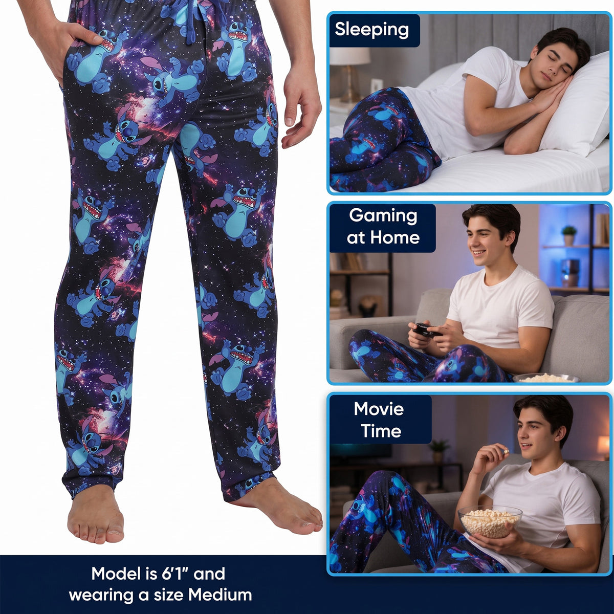 Disney's Lilo & Stitch Galactic Stitch All-Over Print Men's Sleep Pajama Pants