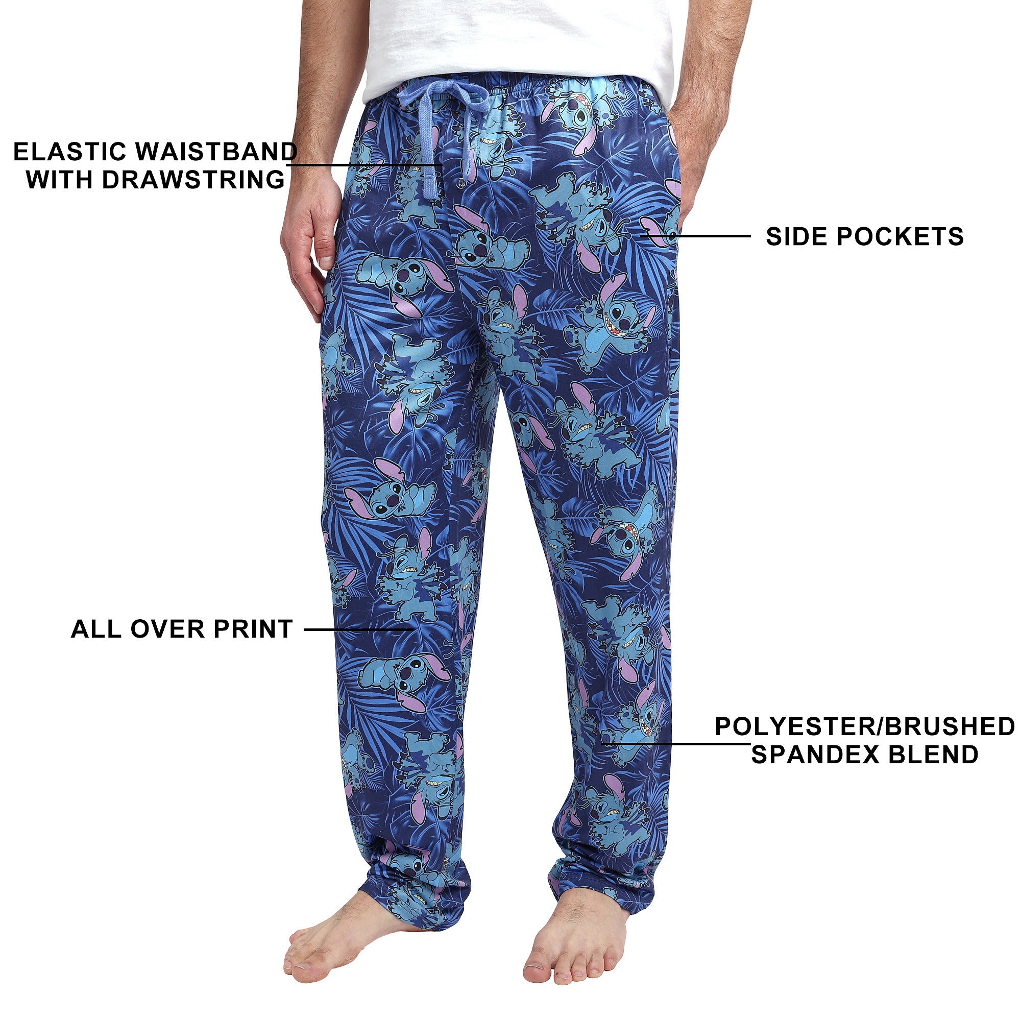 Lilo & Stitch Blue Palm Leaves Sleep Pants for Men