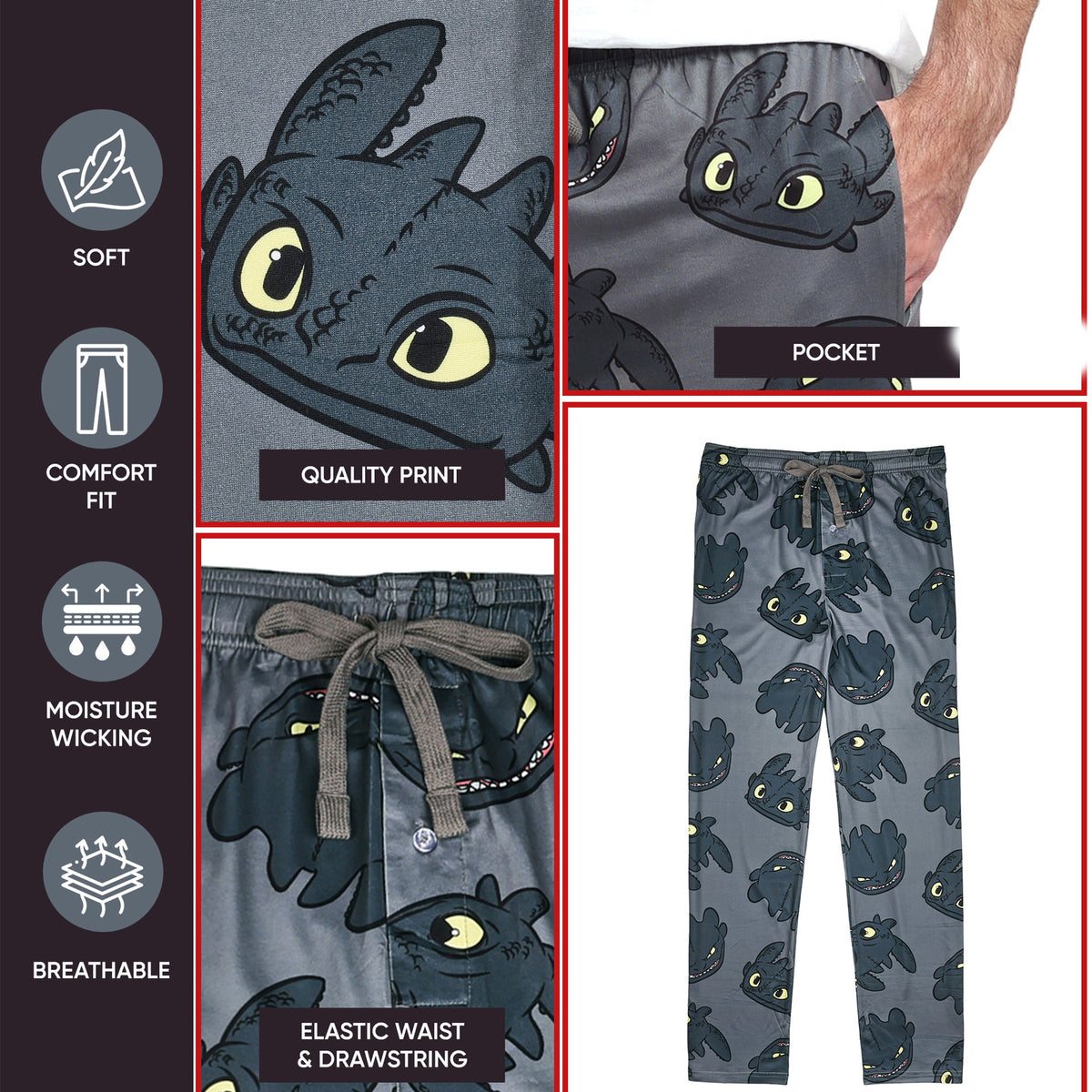 How To Train Your Dragon Toothless All-Over Print Men's Sleep Pajama Pants