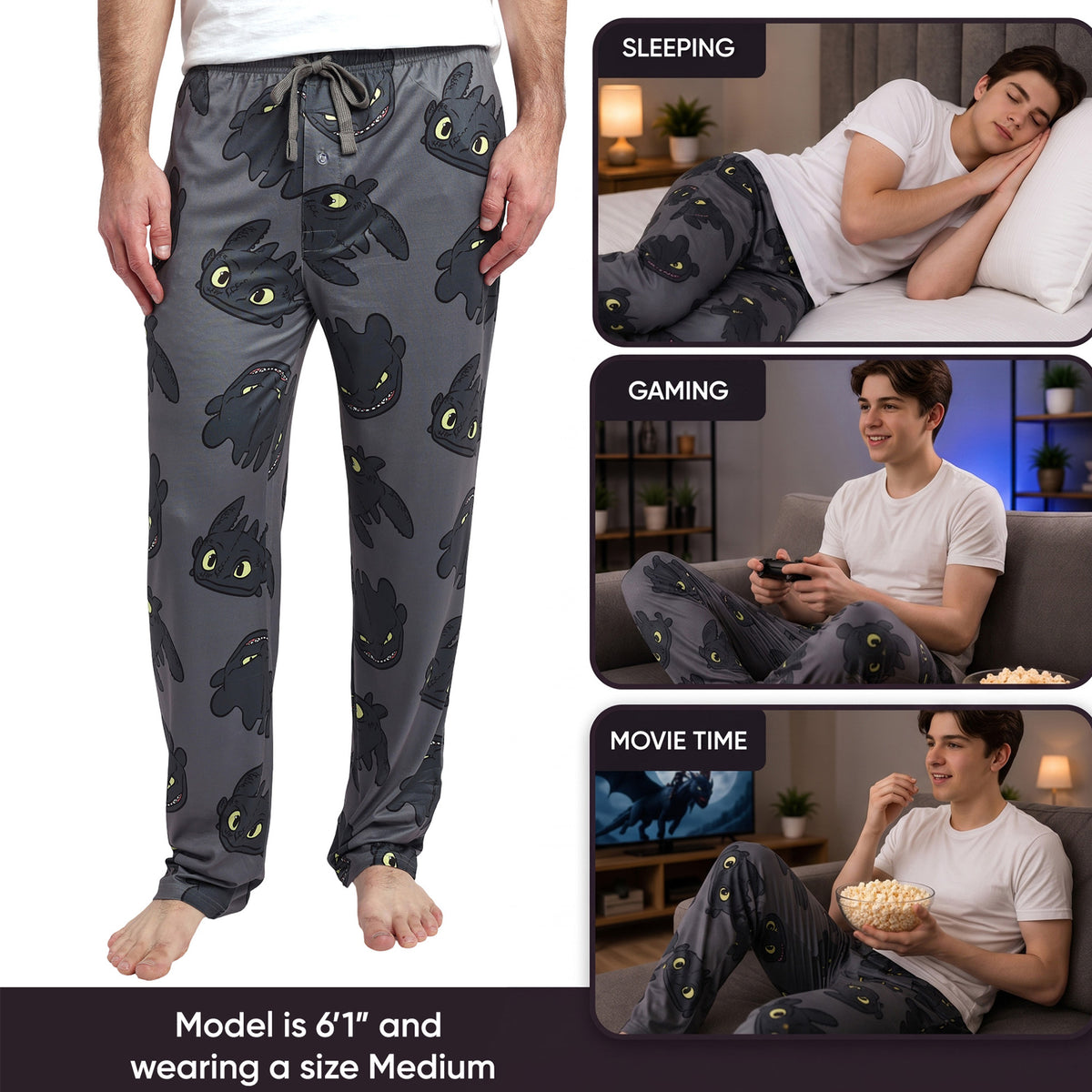 How To Train Your Dragon Toothless All-Over Print Men's Sleep Pajama Pants