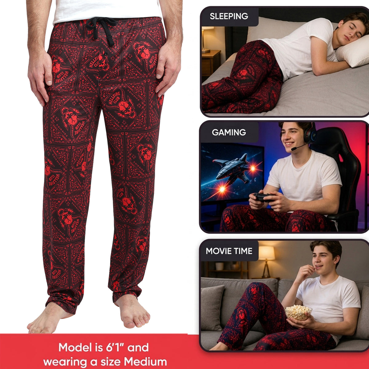Stranger Things Hellfire Club Men's Sleep Pajama Pants