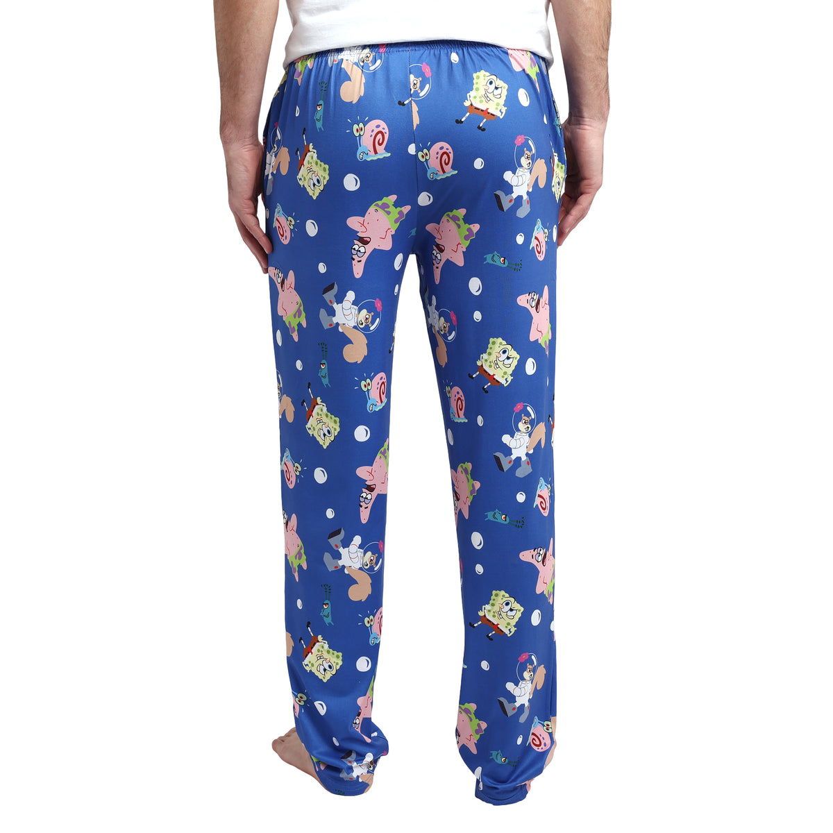 Spongebob Squarepants Characters & Bubbles Mens' Blue Sleep Pajama Pants