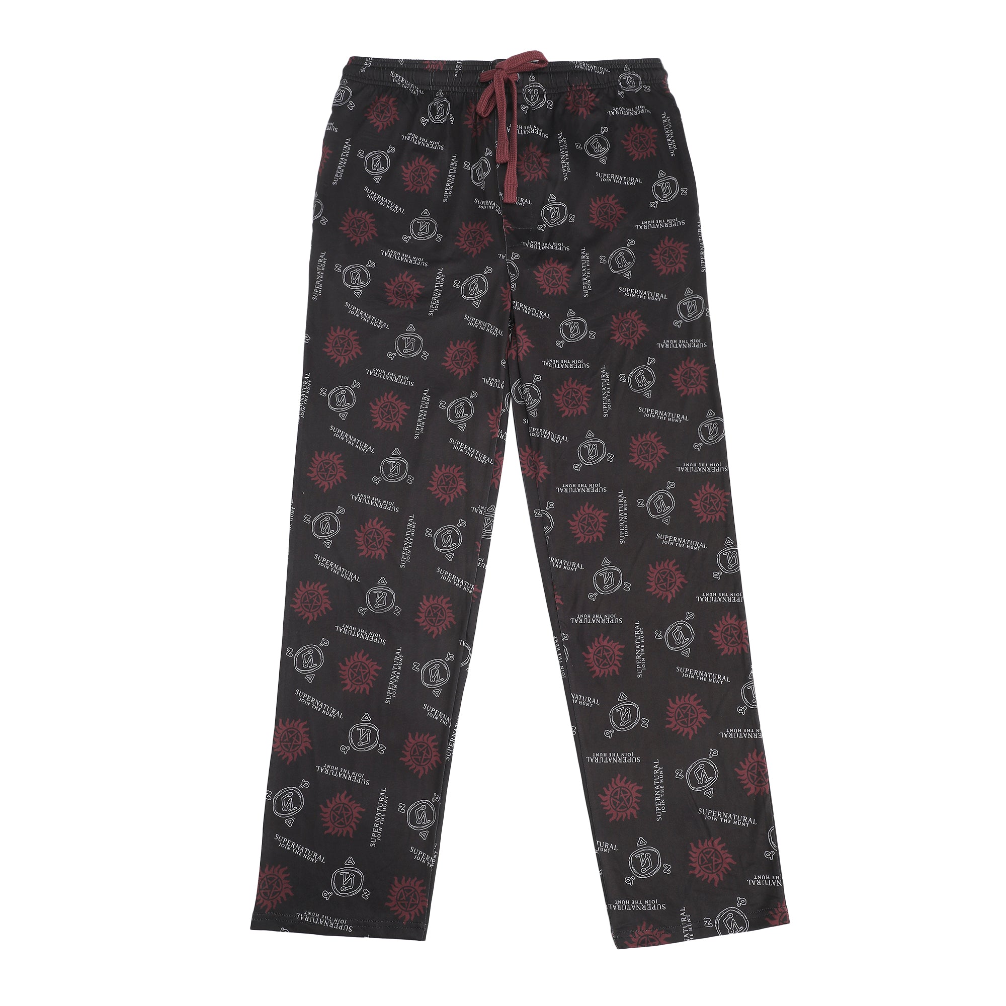 Supernatural Logo & Runes All-Over Print Men's Black Sleep Pajama Pants