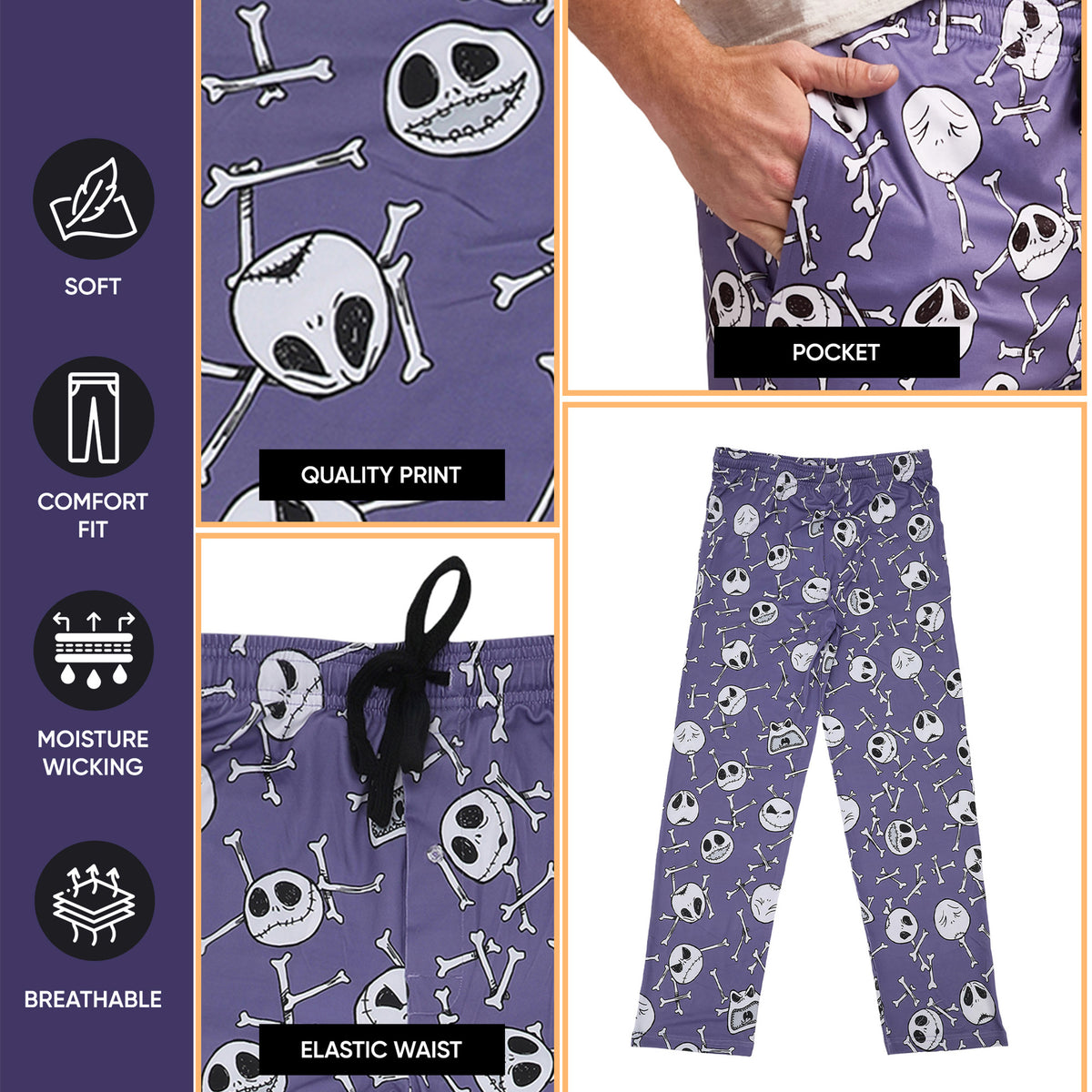 Nightmare Before Christmas AOP Mens Purple Sleep Pajama Pants
