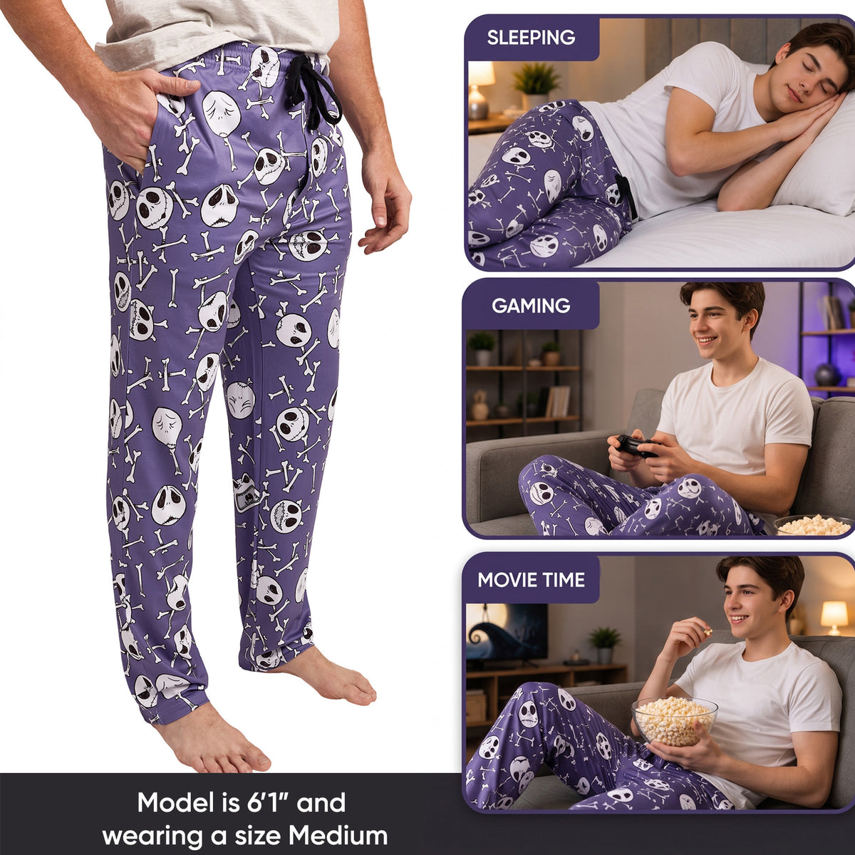 Nightmare Before Christmas AOP Mens Purple Sleep Pajama Pants