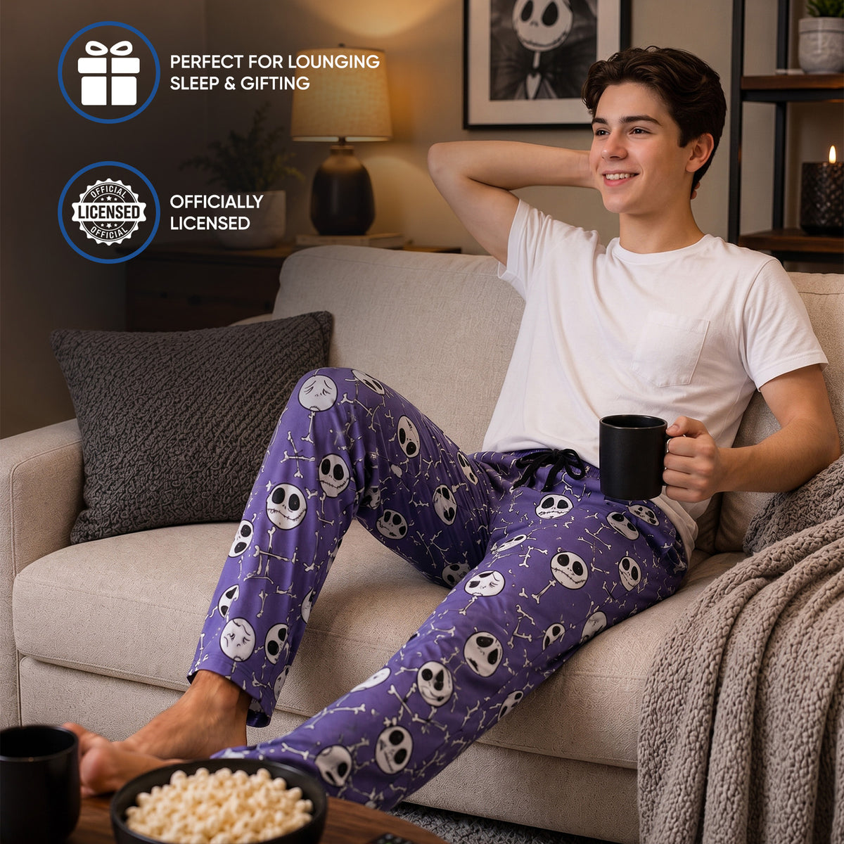 Nightmare Before Christmas AOP Mens Purple Sleep Pajama Pants