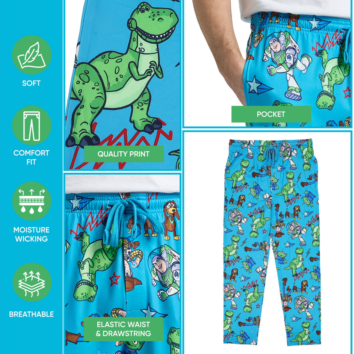 Toy Story Favorite Characters Men's All-Over Print Sleep Pajama Pants