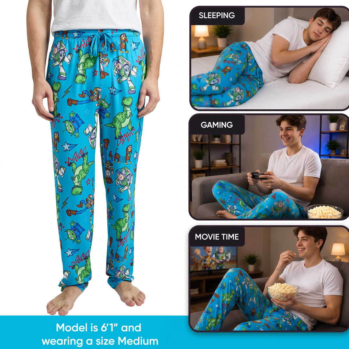 Toy Story Favorite Characters Men's All-Over Print Sleep Pajama Pants