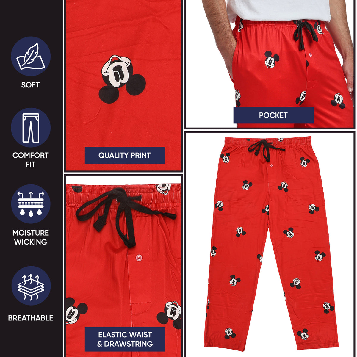 Mickey Mouse Classic All-Over Print Unisex Sleep Pajama Pants