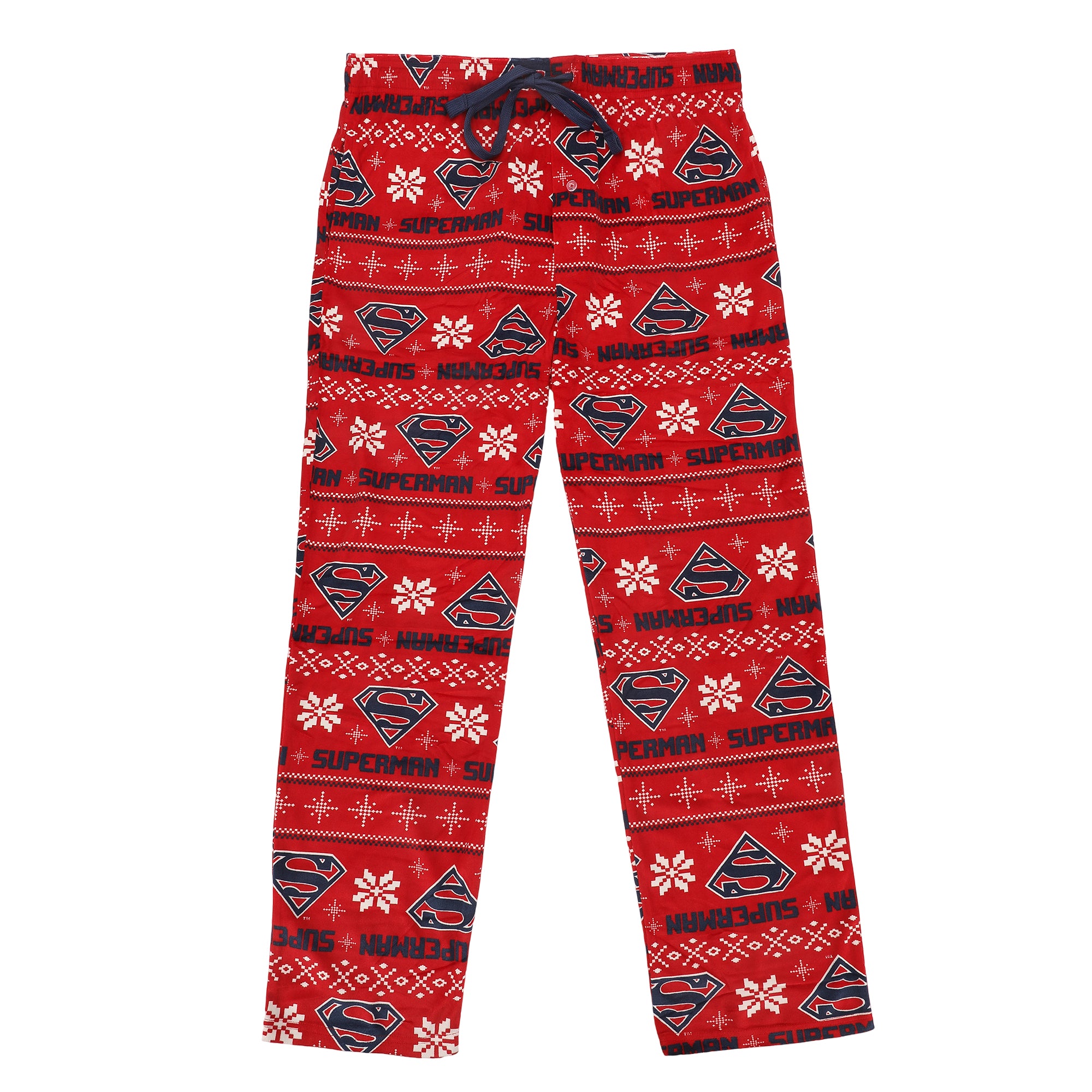 Superman All-Over Print Men's Lightweight Plush Minkey Fleece Sleep Pajama Pants