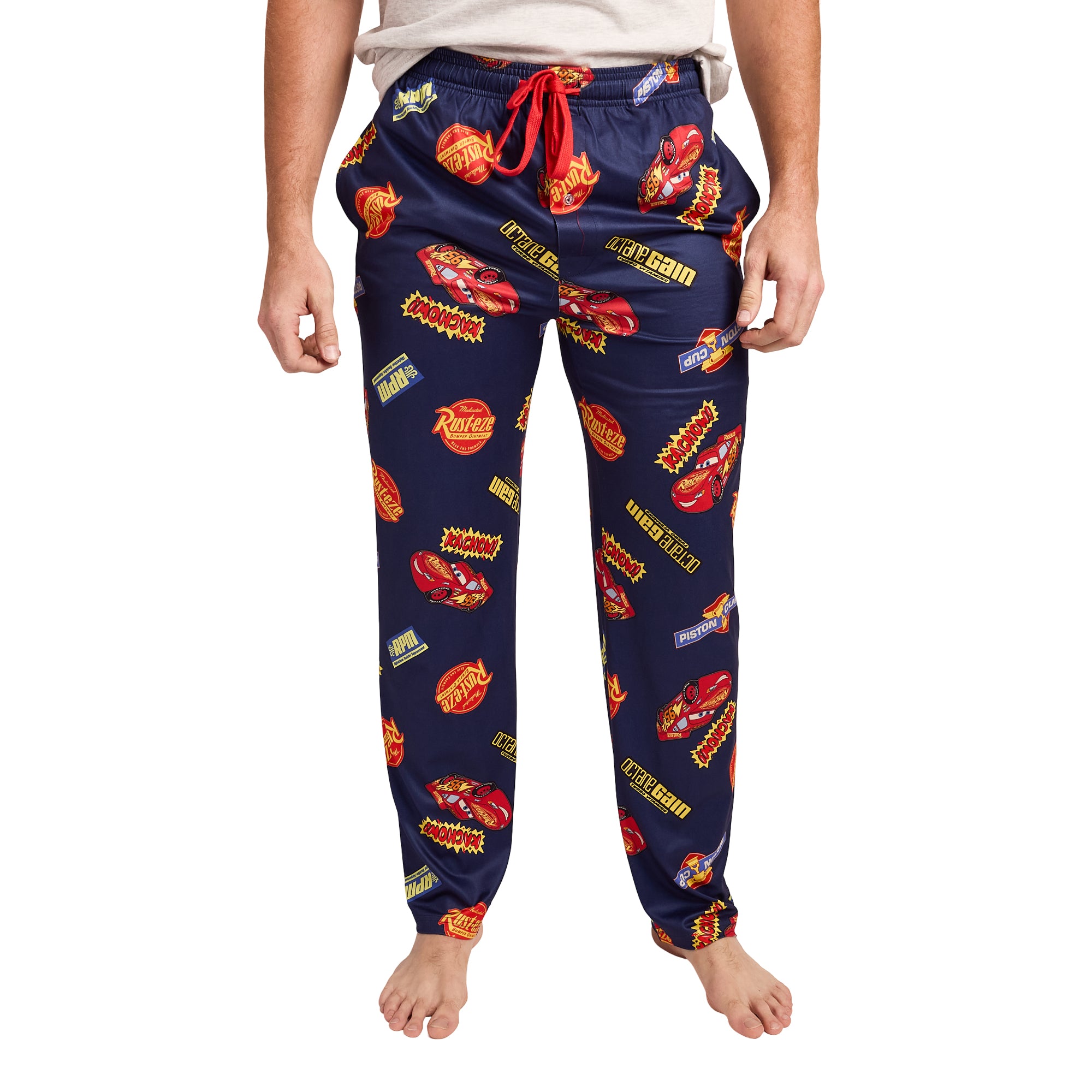 Pixar Cars Lightning McQueen & Radiator Springs Logos Adult Navy Sleep Pajama Pants