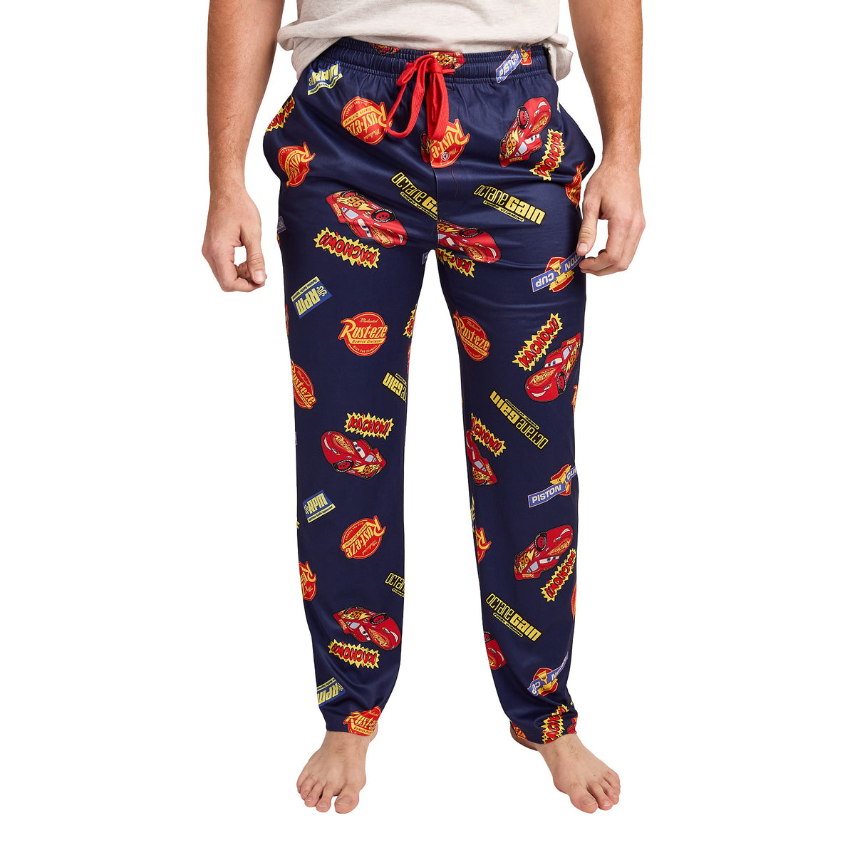 Pixar Cars Lightning McQueen & Radiator Springs Logos Adult Navy Sleep Pajama Pants